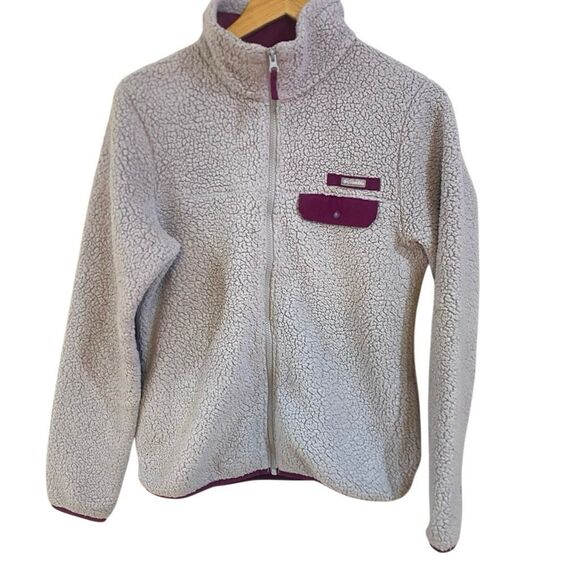 Columbia medium full zip purple fleece front pocket jacket - Picture 1 of 5